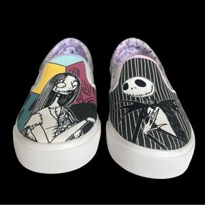 Nightmare Before Christmas Disney Sneakers Womens 9.5 Jack Sally Slip-On Shoes